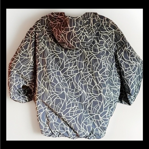 Traj3ctory Hooded RainJacket Windbreaker Abstract Dolman Sleeve Large cinchwaist - Picture 11 of 11